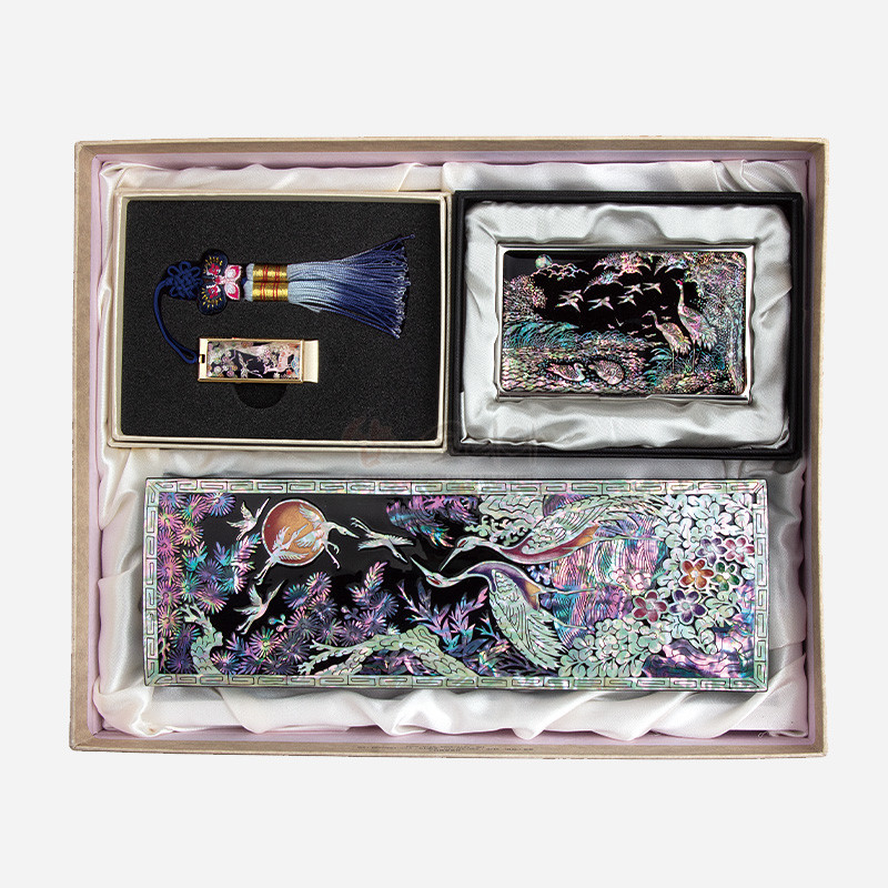 한국전통 나전칠기 문방 송학(필함 명함케이스 usb32G) 외국인 선물 - 상품 이미지