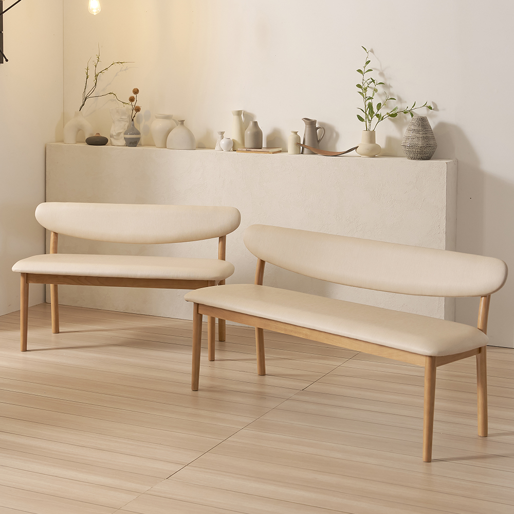 앤틀러스 고무나무 원목 디자인 체어 인테리어 카페 식탁 벤치 의자 2인용 3인용