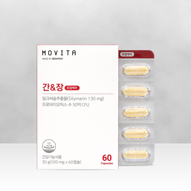 모비타 간&장 건강 듀얼케어 식물성 밀크씨슬 간건강 유산균 프로바이오틱스 60캡슐, 1개 - 상품 이미지