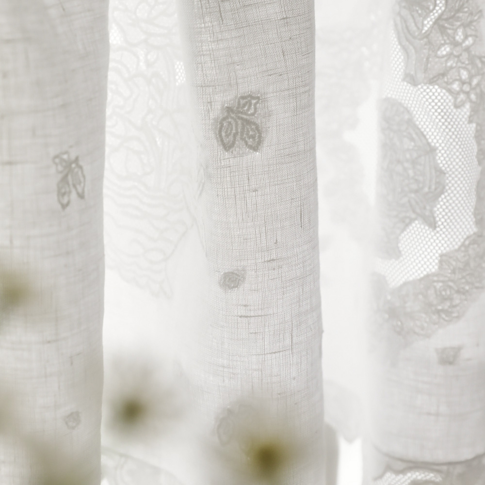 안나 프렌치 린넨 자수 주방 바란스 커튼 창문 쪽창 레이스 가리개