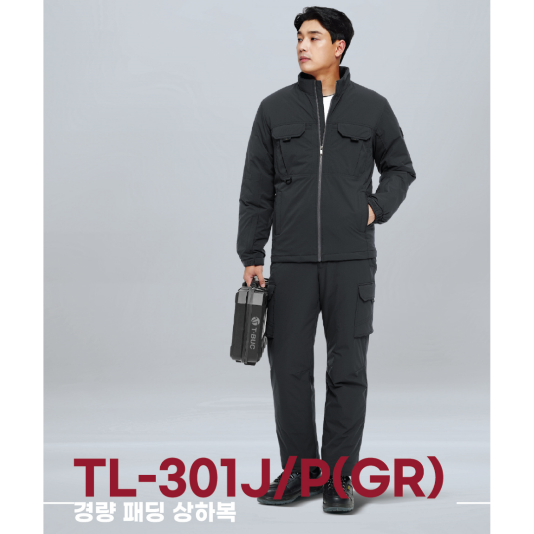 티뷰크 TL-301 그레이 경량 패딩점퍼 겨울바지 작업복 동계작업복 상하의 별도구매가능 - 메인 이미지