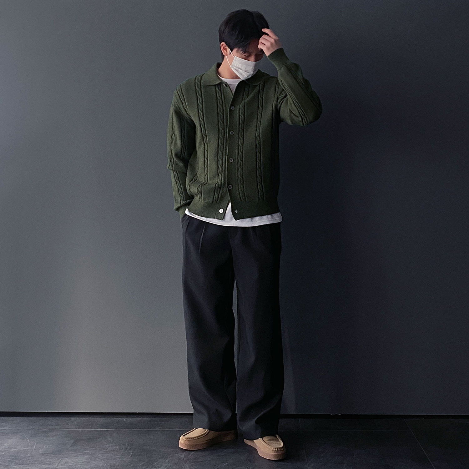 남자꽈배기가디건 케이블가디건 카라가디건 - 상세 이미지 4