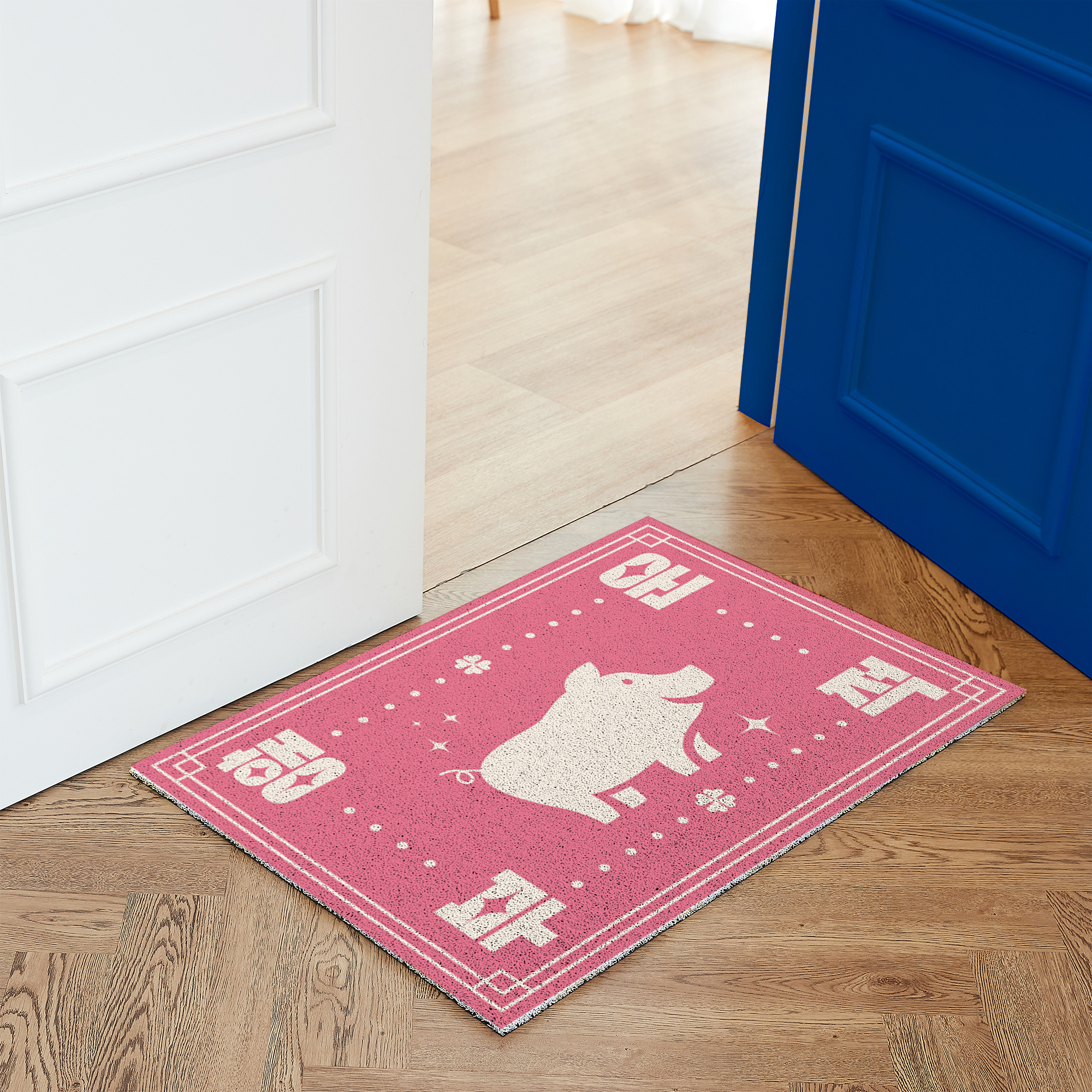 코메샵 웰컴 매트 헬로 하이 HM01 행운만땅 부적 어서오세요 현관 코일매트 60x40cm - 상세 이미지 2