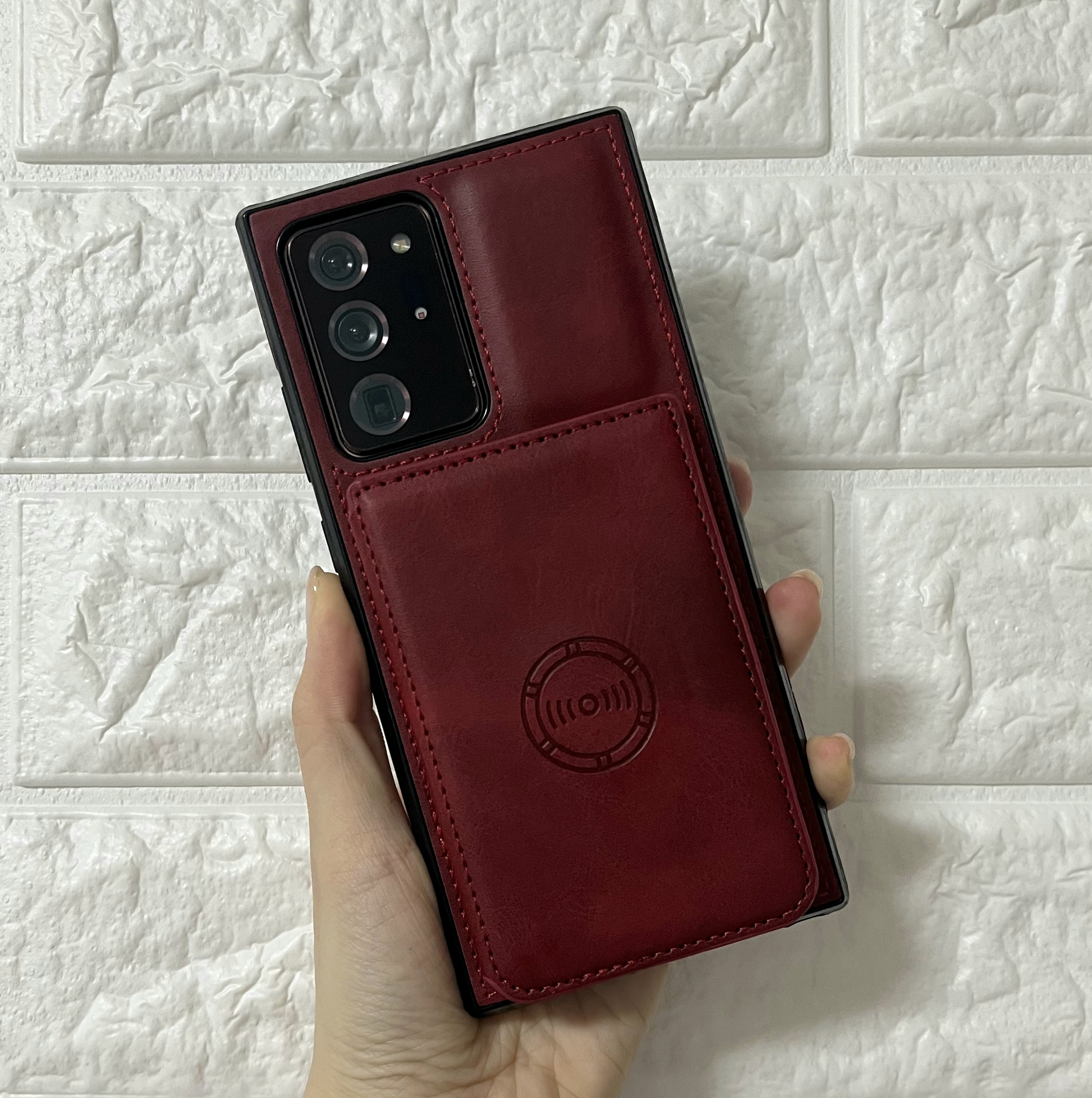 카드 케이스 지갑 가죽 범퍼 레드, 갤럭시노트20 울트라