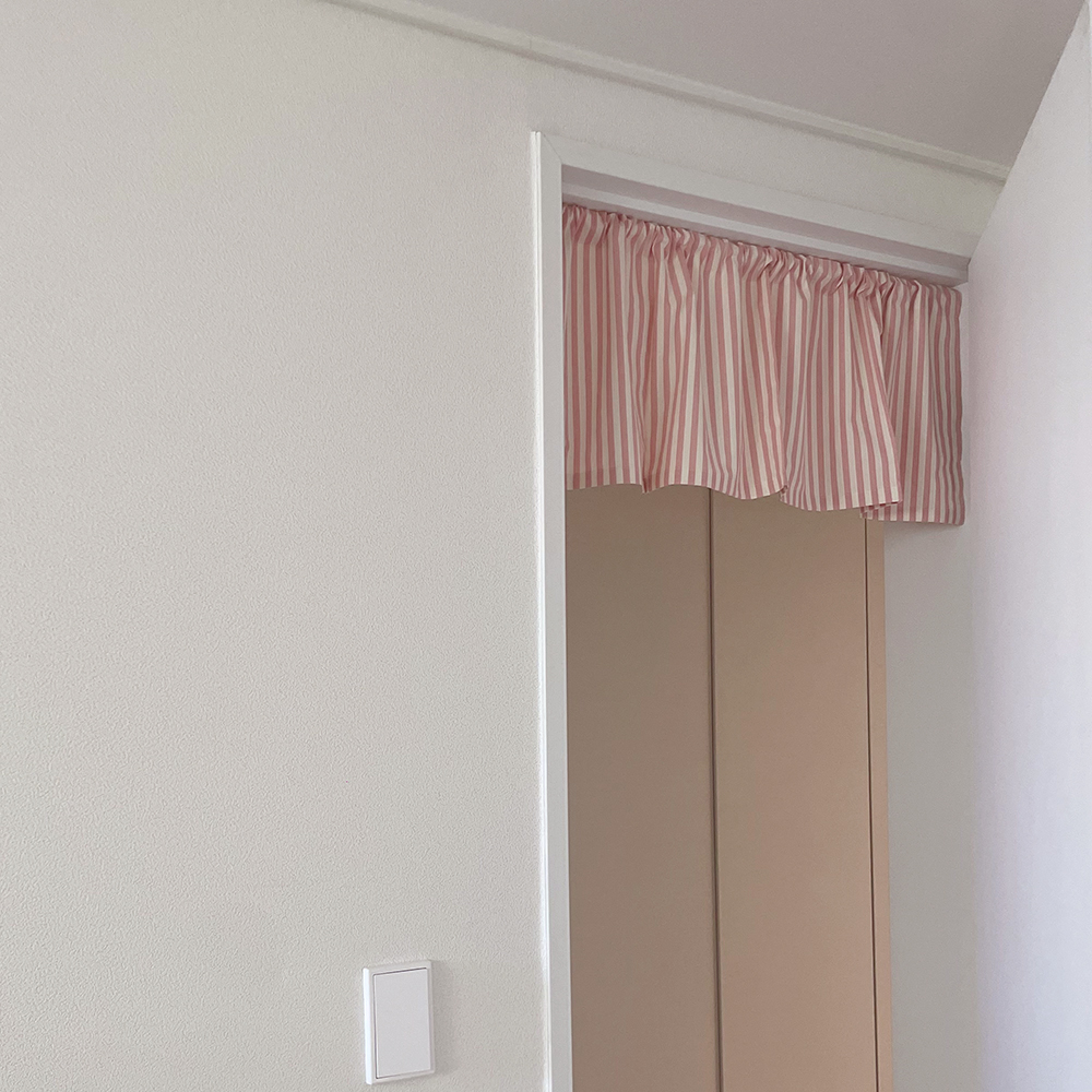 바이아미 스트라이프 문 선반 방문 가리개 바란스 커튼