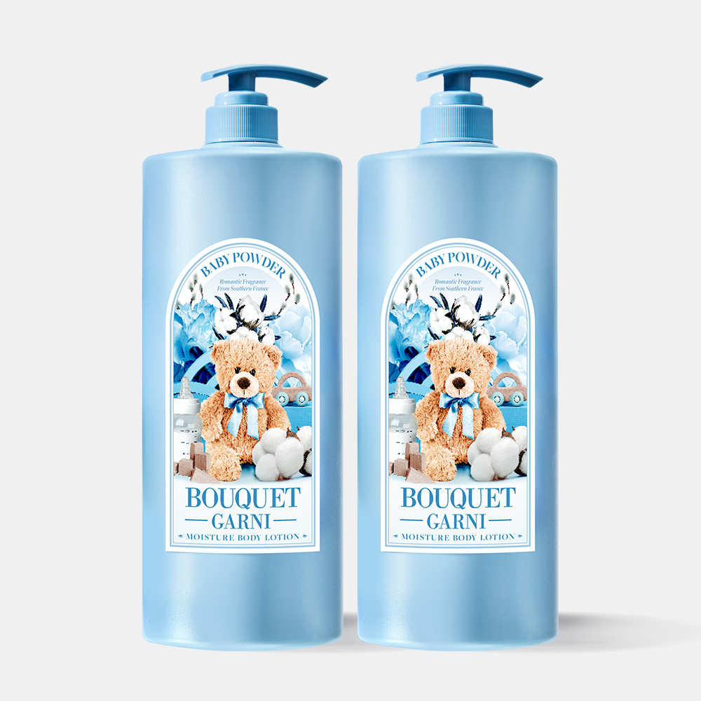 [2개]부케가르니 모이스처 바디로션 1,500ml 끈적이지 않는 대용량 향좋은 퍼퓸 베이비파우더 향