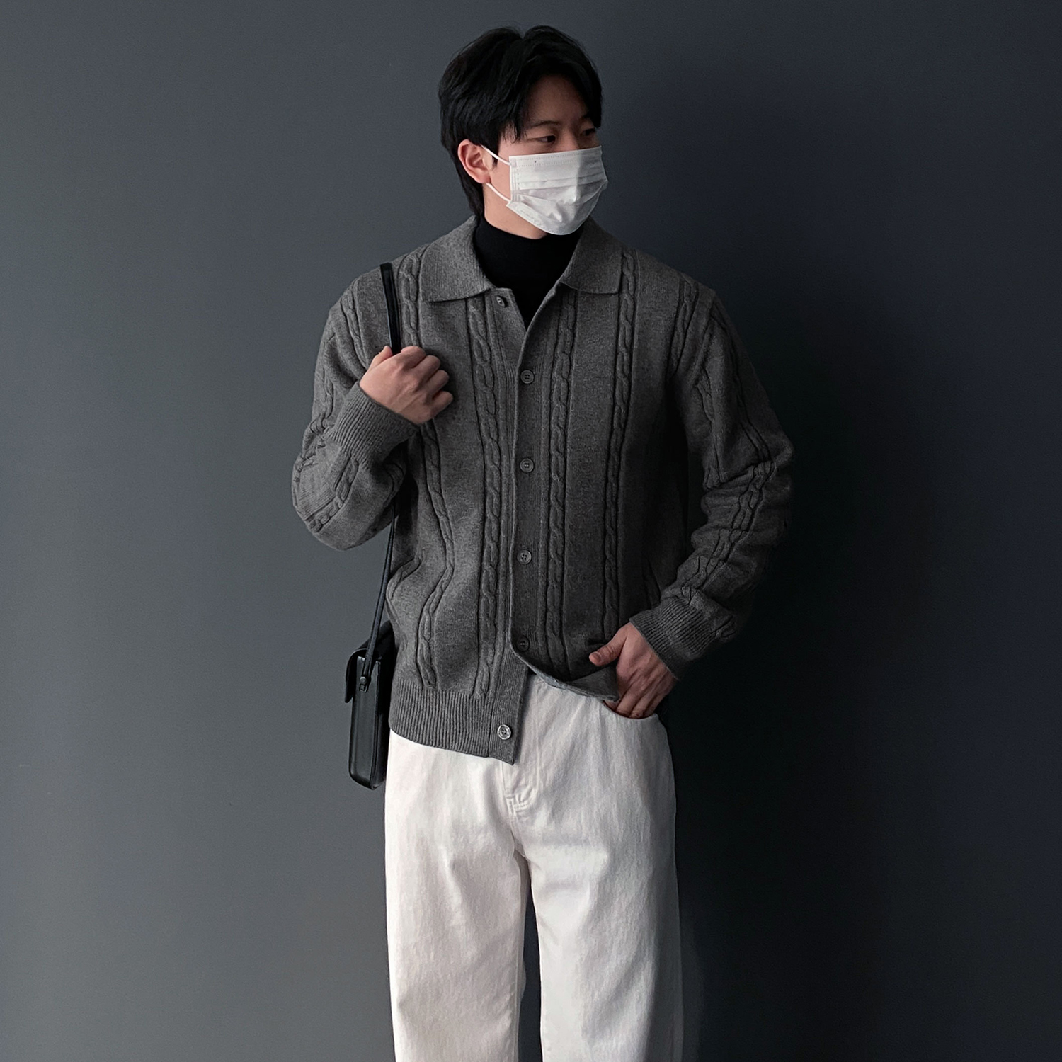 남자꽈배기가디건 케이블가디건 카라가디건 - 상세 이미지 5