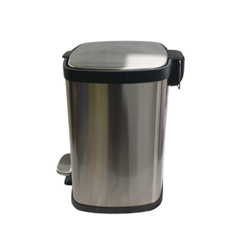 무소음 스텐 휴지통 쓰레기통 페달 소프트클로징 12L, 실버