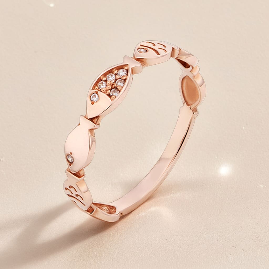 14K 18K 물고기반지 금 행운 애끼 새끼 중지 물결 수능 링 CA100143-4R