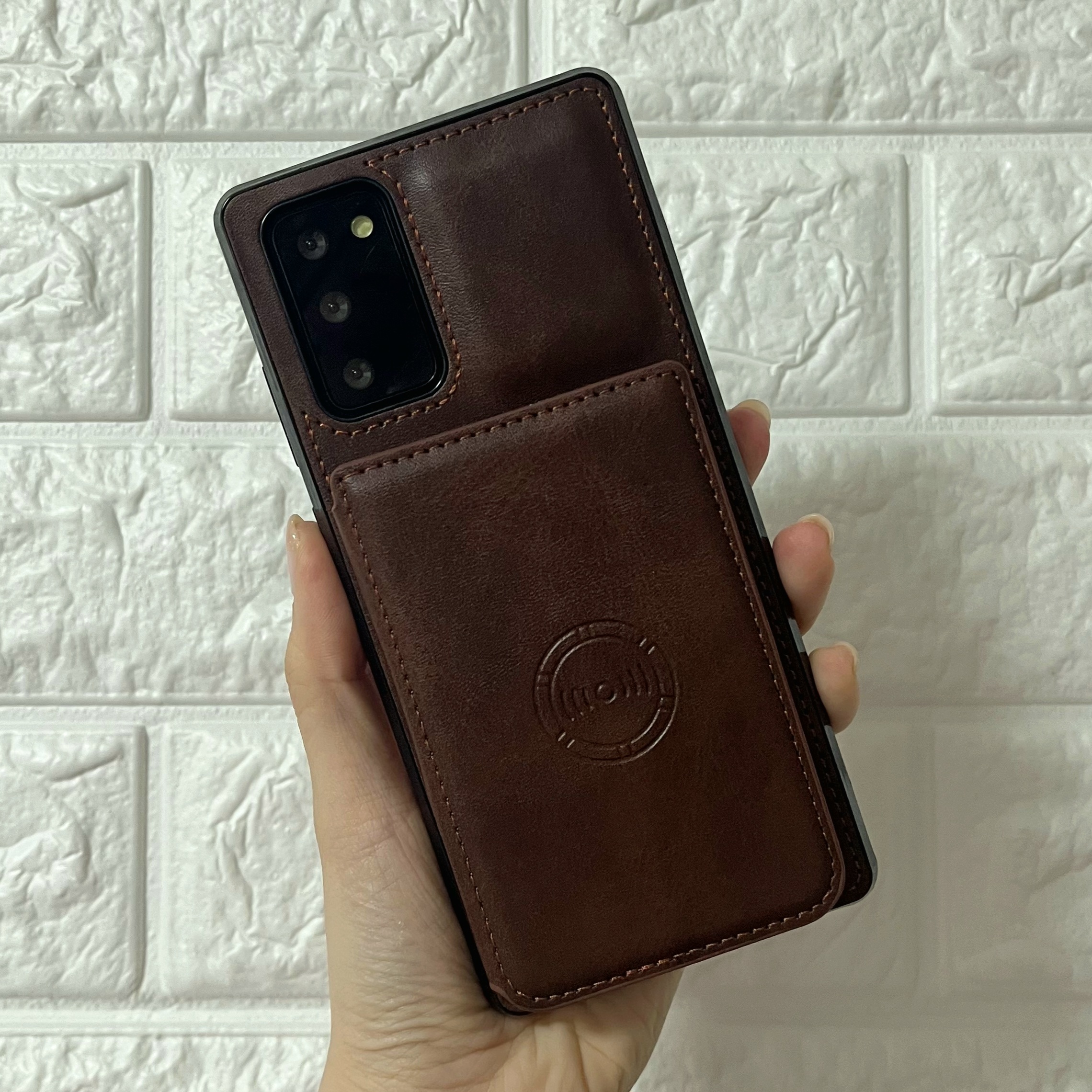 카드 케이스 지갑 가죽 범퍼 다크브라운, 갤럭시 노트20