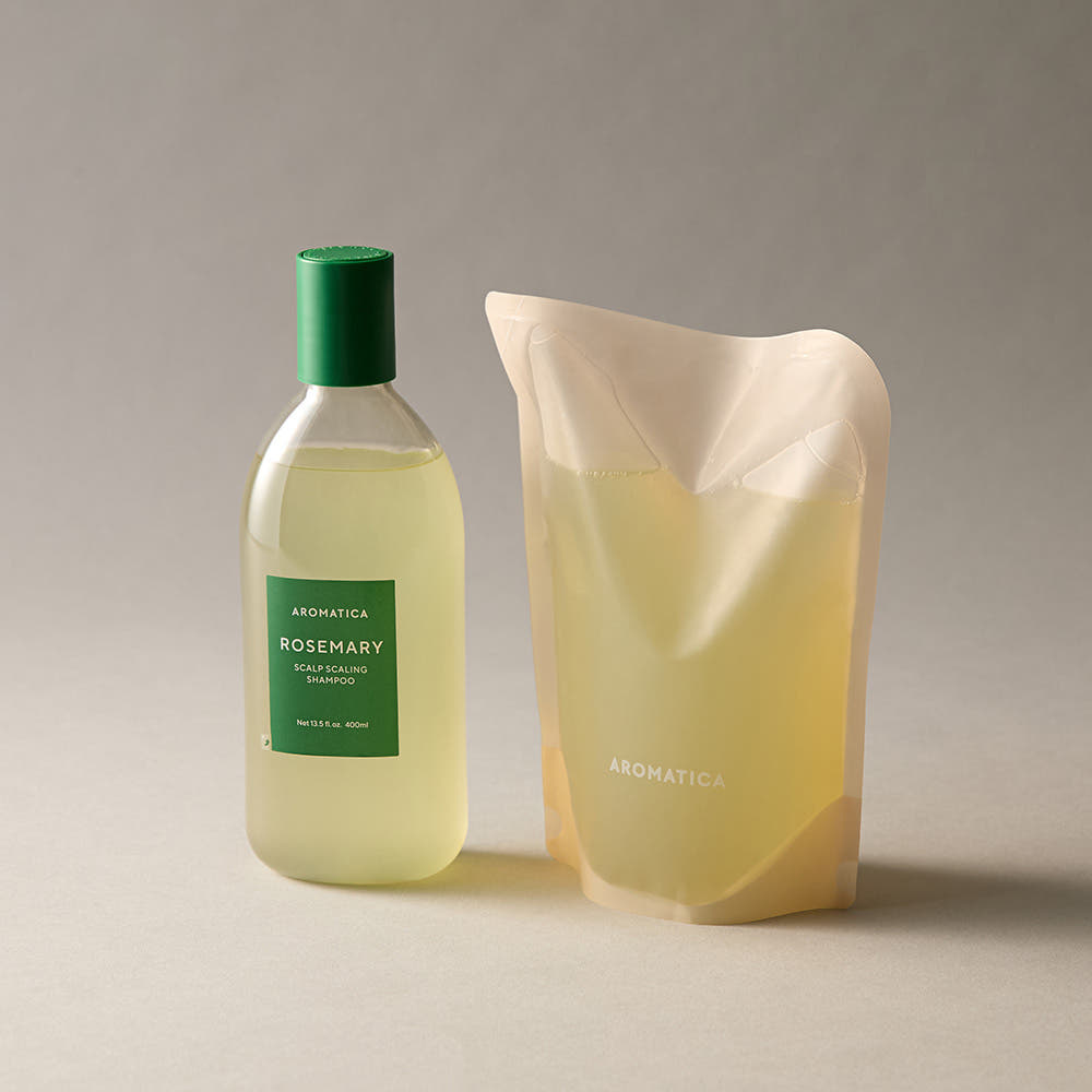 아로마티카 샴푸 400ML & 리필 500ML 세트 (로즈마리 샴푸+리필) 대용량 비건 두피 탈모 냄새 가려움