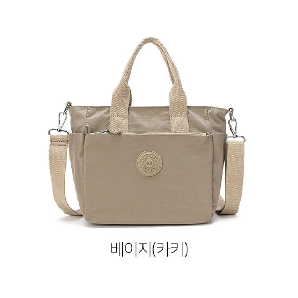 가벼운 토트 크로스백 미디엄 엄마 나들이 외출 손잡이달린가방 미들 경량 천 핸드백 이미지 8