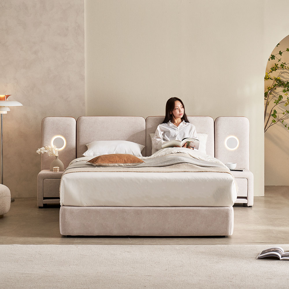 장인가구 비야케 패브릭 LED 저상형 호텔 침대 프레임 LK