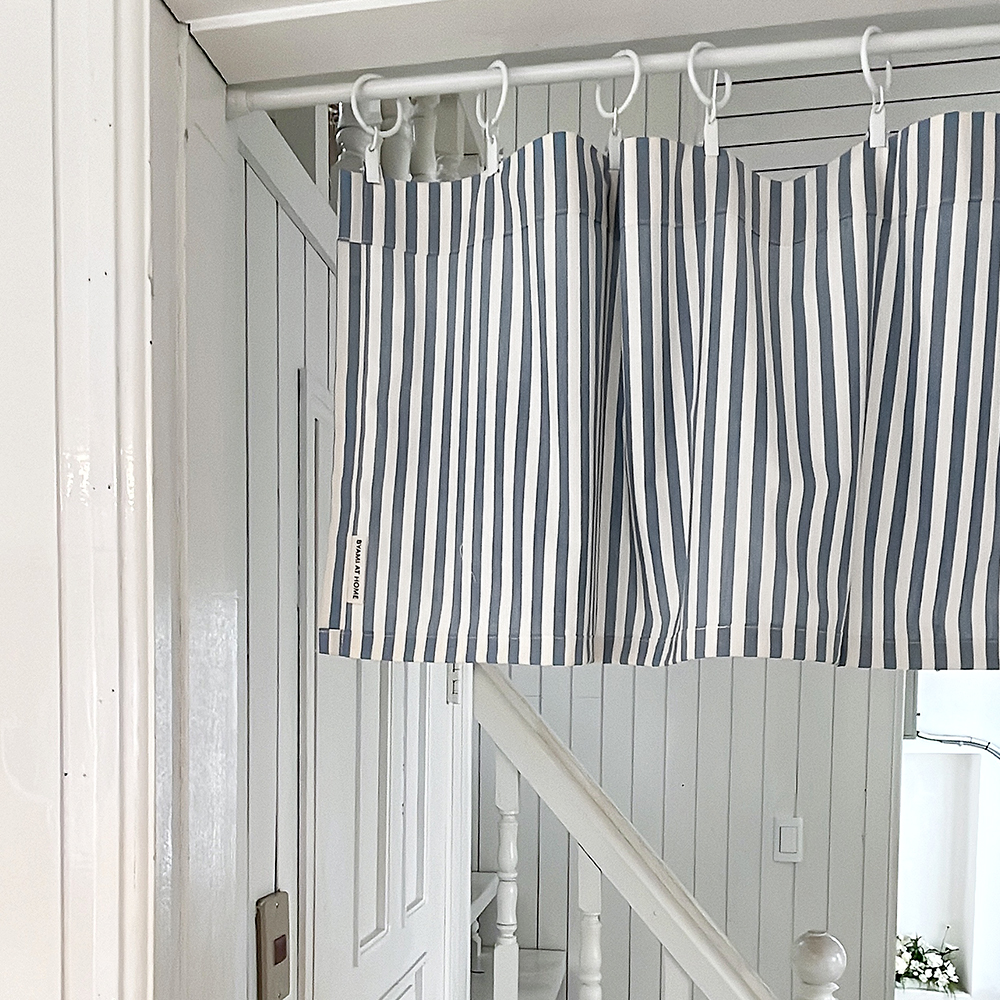 바이아미 스트라이프 문 선반 방문 가리개 바란스 커튼