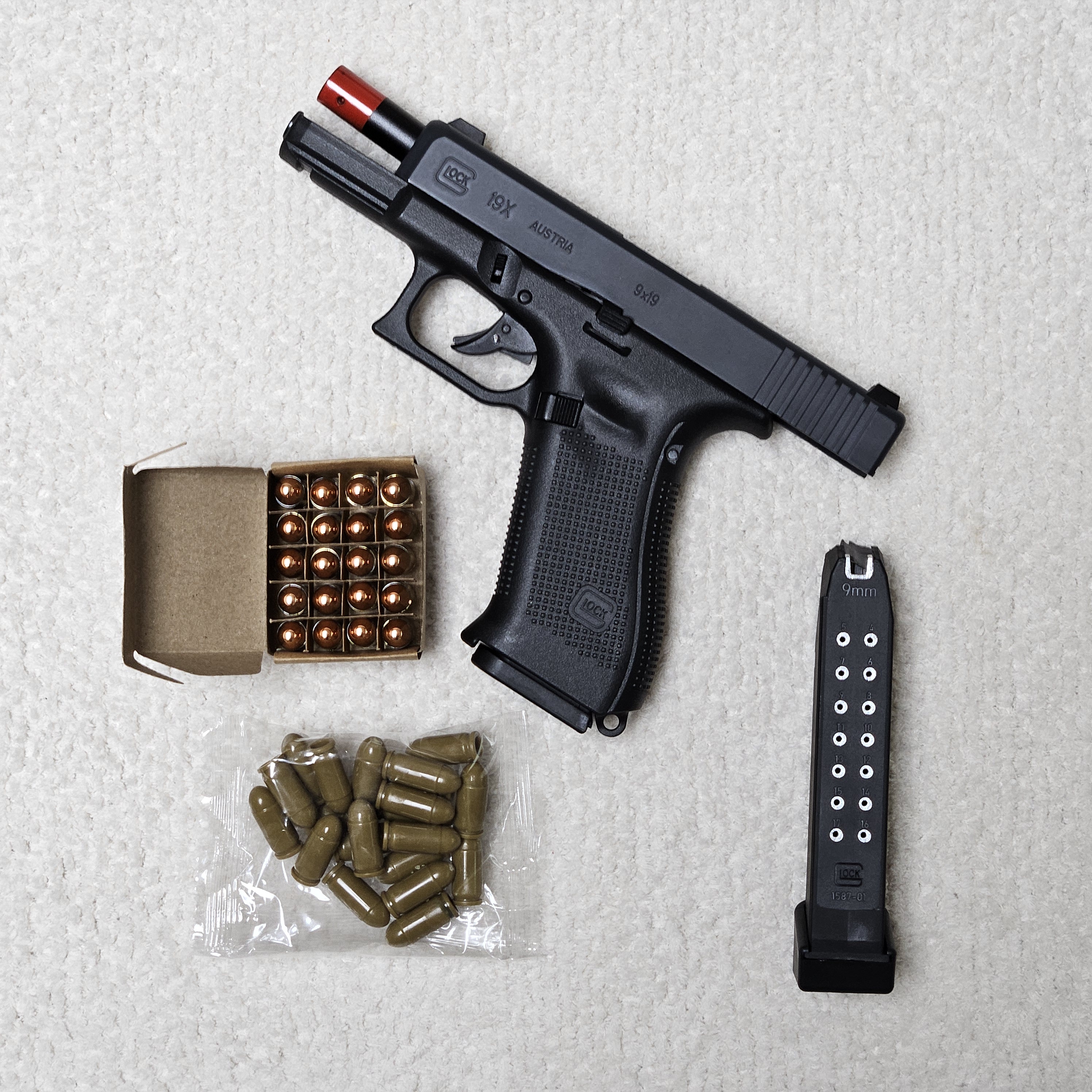 글록 Glock G19x 무동력 블로우백 탄피배출 레이저 핸드건 권총 블랙 샌드 - 상세 이미지 4