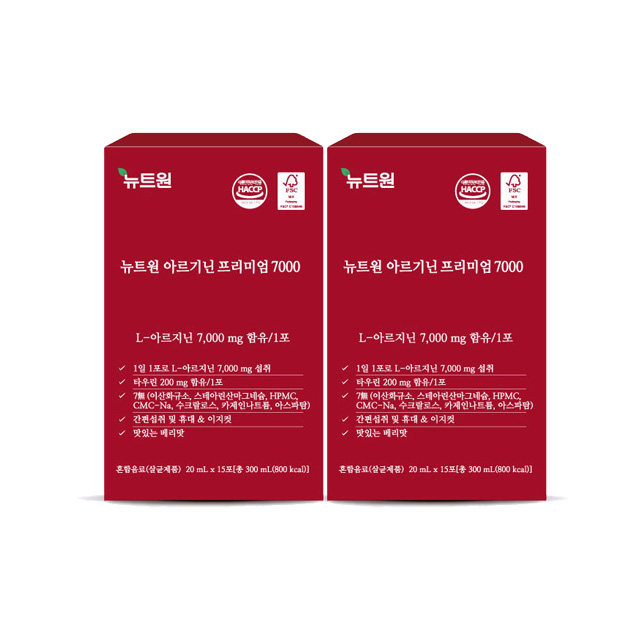 뉴트원 아르기닌 프리미엄 L 7000mg 아르지닌 타우린 아연 15포, 2개