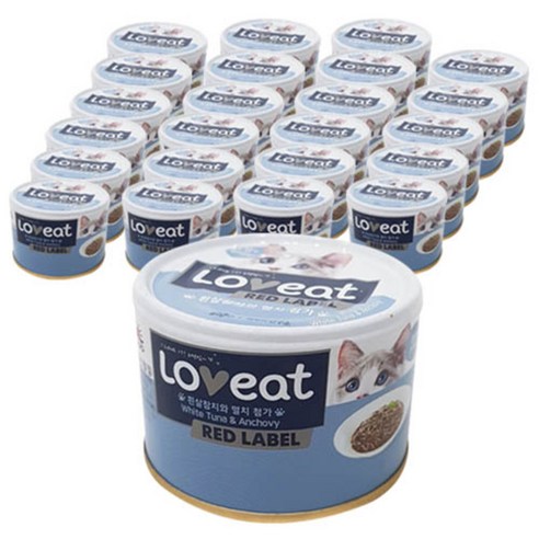 사조 고양이캔 러브잇 레드라벨 대용량 흰살참치+멸치, 160g, 24개 - 상품 이미지