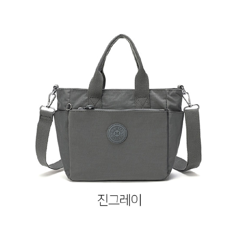 가벼운 토트 크로스백 미디엄 엄마 나들이 외출 손잡이달린가방 미들 경량 천 핸드백 - 상세 이미지 3