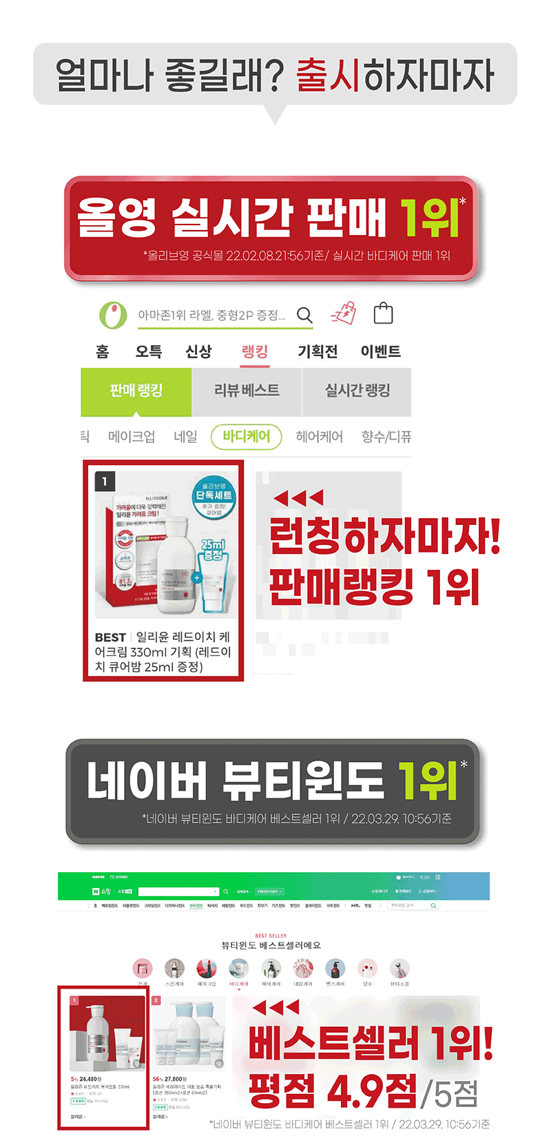 일리윤 대용량 무향 보습 아기로션 MD 레드이치 케어크림 470ml