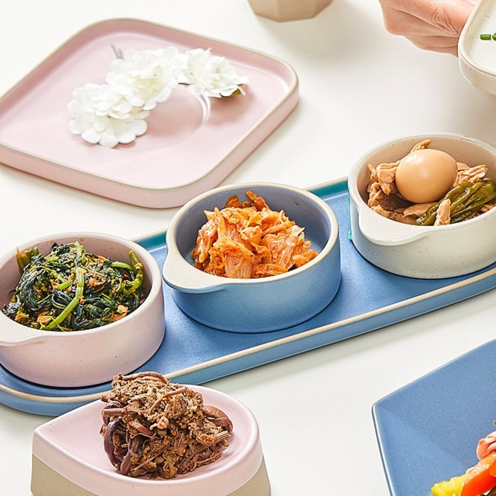 코스타 손잡이 찬기 예쁜 파스텔 도자기 반찬기 찬기 그릇 - 상세 이미지 2