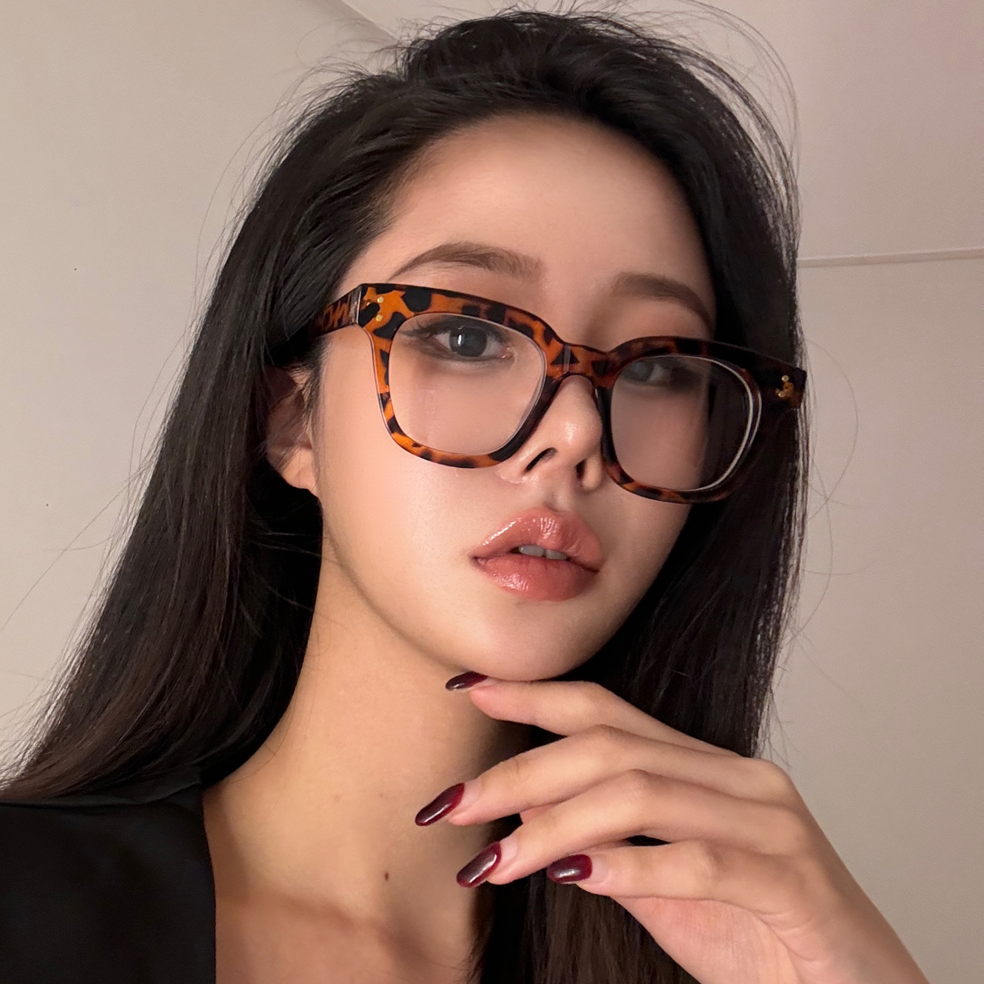호피안경 레오파드 뿔테 호피 안경테 빅사이즈 여자 - 상품 이미지