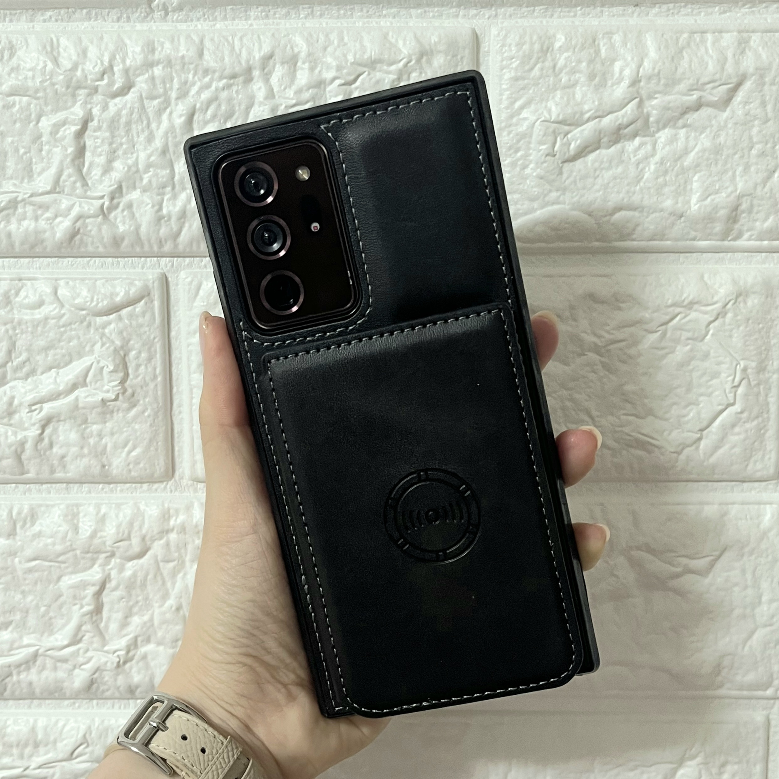 카드 케이스 지갑 가죽 범퍼 블랙, 갤럭시노트20 울트라