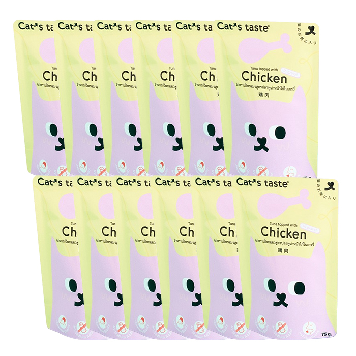 캣츠테이스트 파우치 70g x 12개 치킨 그레이비 고양이간식 - 메인 이미지