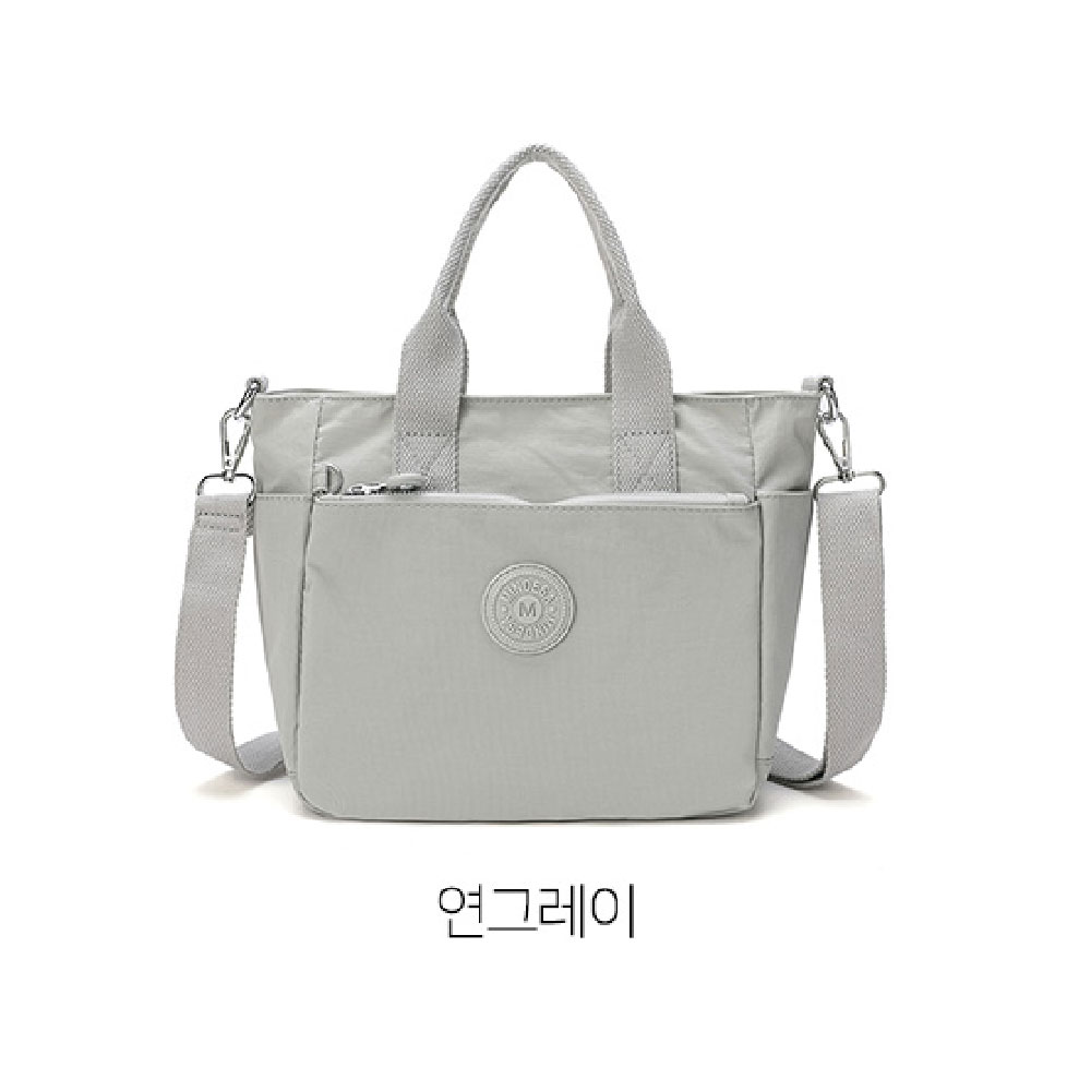 가벼운 토트 크로스백 미디엄 엄마 나들이 외출 손잡이달린가방 미들 경량 천 핸드백 이미지 6