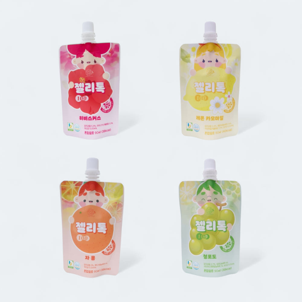 (수피랑)젤리톡100 유산균 워터젤리 8개 4종 레몬 카모마일 히비스커스 청포도 자몽