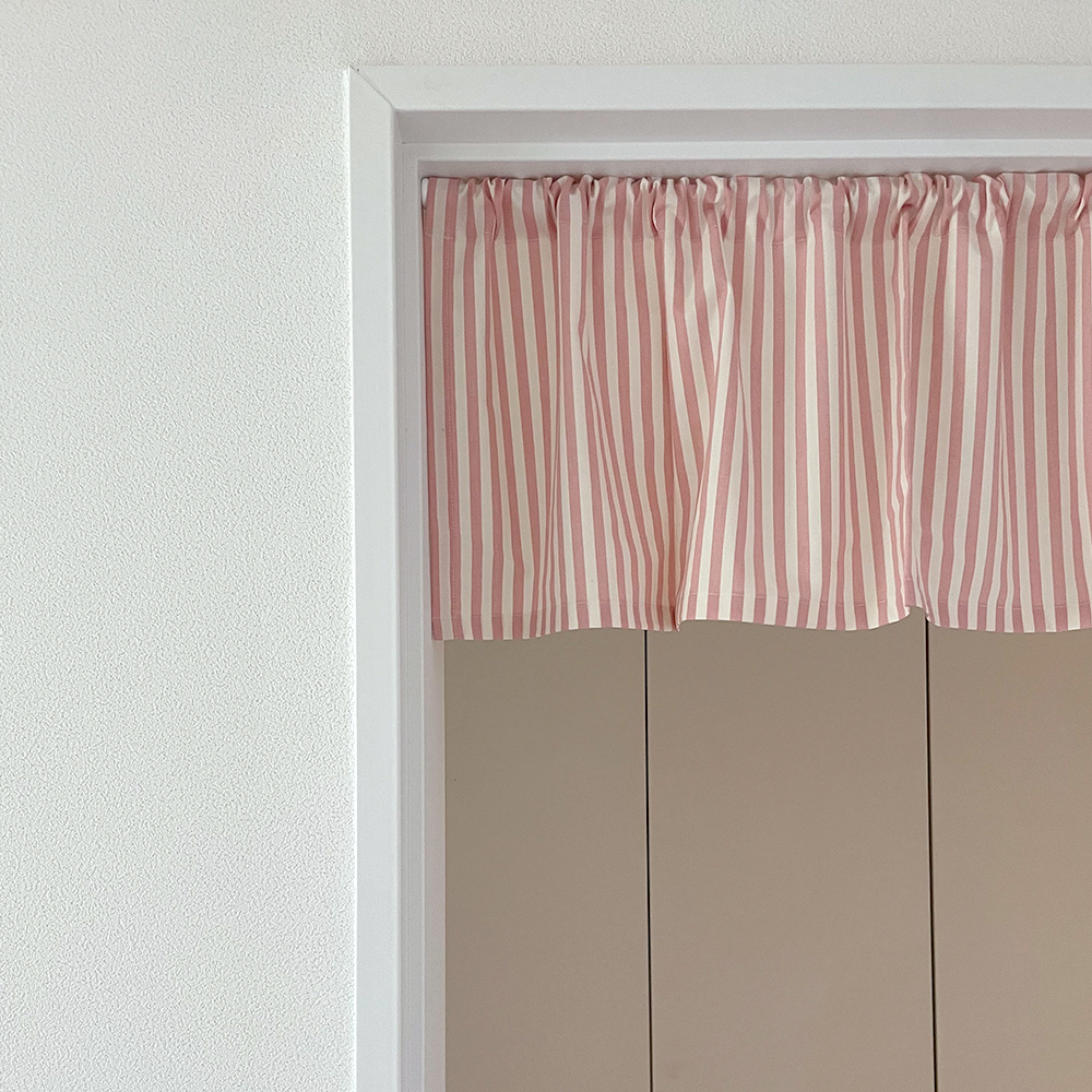 바이아미 스트라이프 문 선반 방문 가리개 바란스 커튼