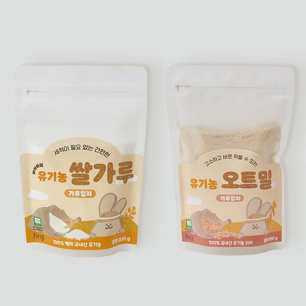 퍼기 아기 유기농 오트밀 쌀가루 세트 가루입자 1P