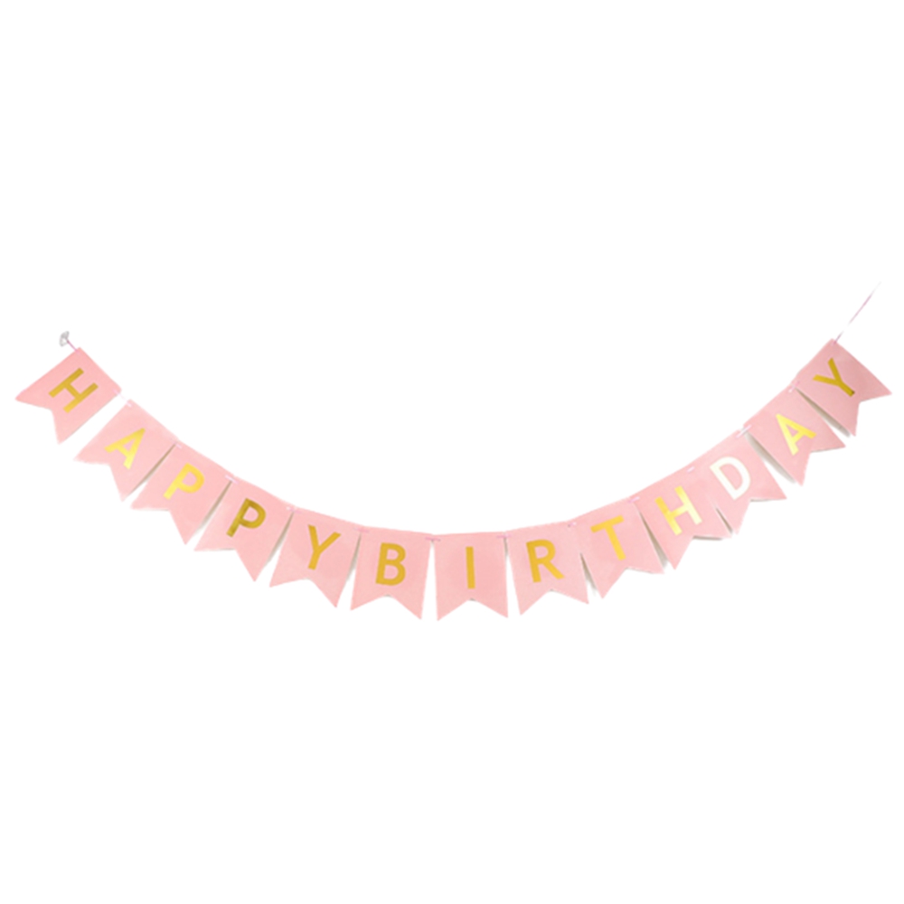 리본 생일축하 레터 배너 크라프트지 DIY조립 끈 핑크