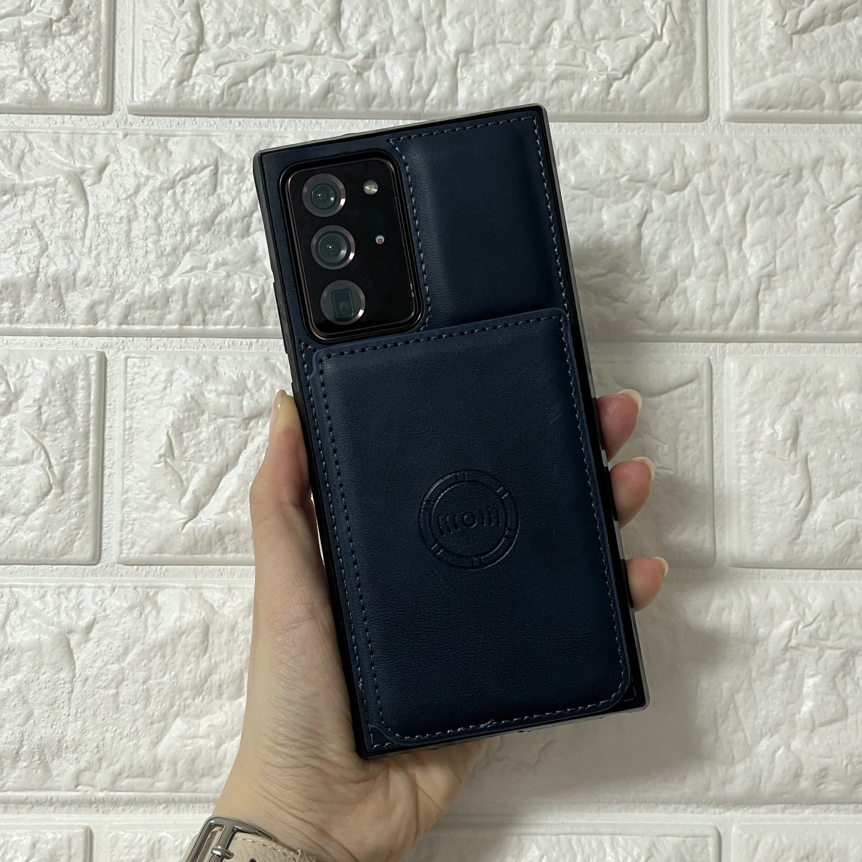 카드 케이스 가죽 지갑 범퍼 다크블루, 갤럭시노트20 울트라