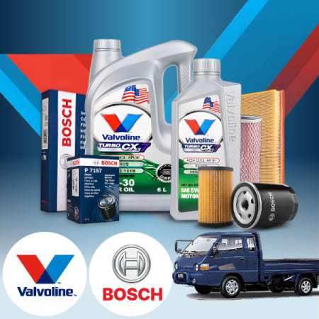 [자체제작]유백몰 포터(86~04) 2.5 디젤 발보린 터보 CX7 5W30 엔진오일필터세트 6L iter