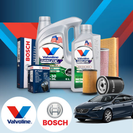 [자체제작]유백몰 볼보V40 1.8 (95~21) 가솔린 발보린 터보 CX7 5W30 엔진오일필터세트 6L iter