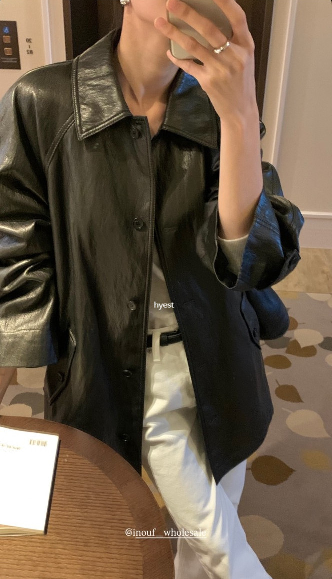 (블랙 당일) 이너프 무드 레더코트 상세 이미지 7