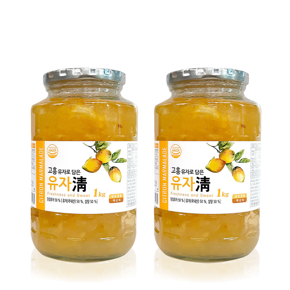 전남 고흥 유자청 유자차 농축액 엑기스 청 음료 베이스 1kg 2개 - 상품 이미지