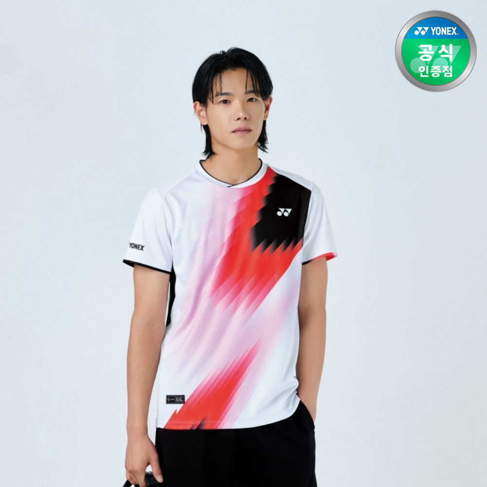 요넥스 251TS023M 배드민턴 반팔 티셔츠 남성 게임웨어 화이트 - 상품 이미지