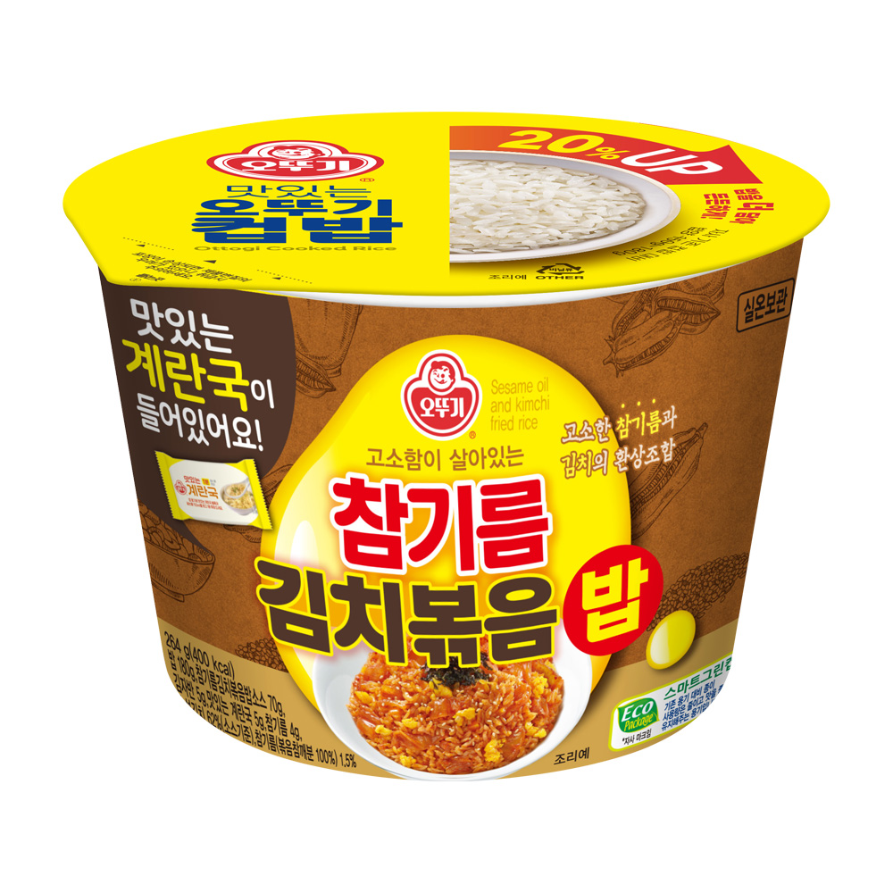 오뚜기 컵밥 참기름 김치볶음밥+즉석 계란국 264g - 메인 이미지