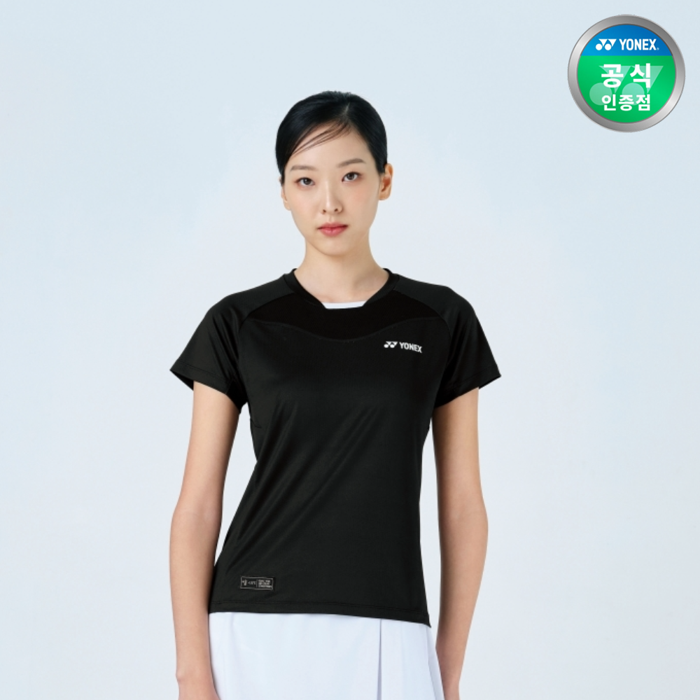 요넥스 251TS018F 배드민턴 반팔 티셔츠 여성 게임웨어 블랙 - 메인 이미지