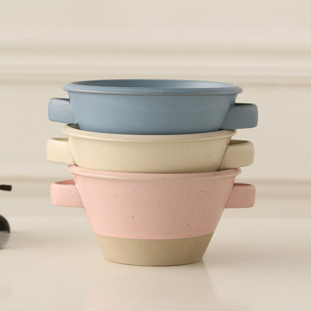 코스타 파스텔 도자기 손잡이 면기 라면 그릇 라면기 소면기 손잡이볼