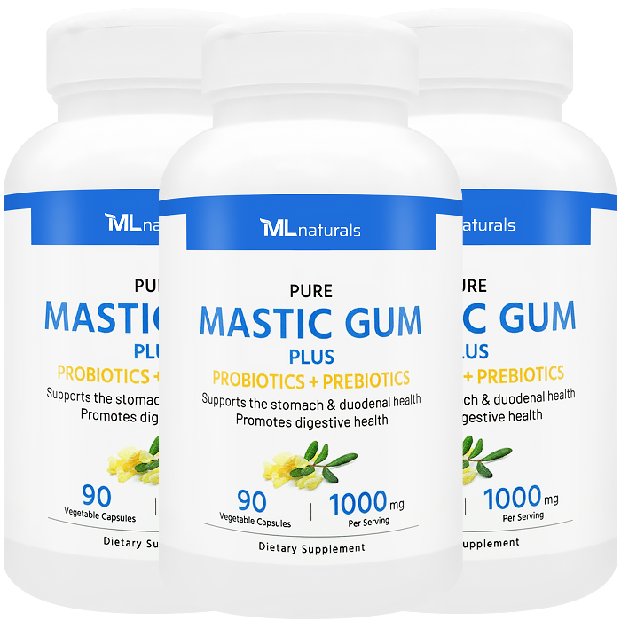 2025 신제품! 3병 마이라이프 내추럴스 매스틱검 1000mg PLUS 프로바이오틱스 + 프리바이오틱스 90야채캡슐 - 상품 이미지