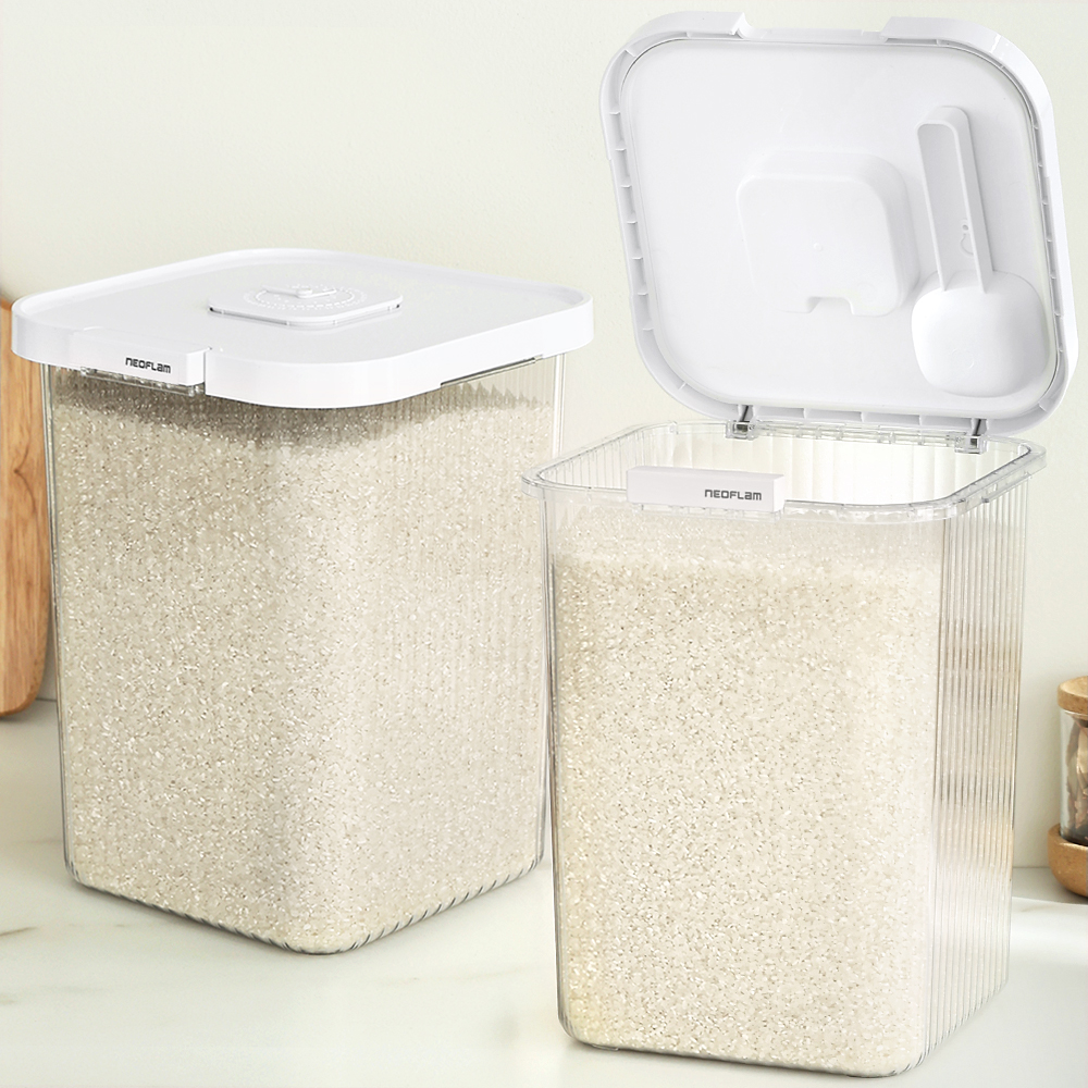 1+1 네오플램 원터치 밀폐 쌀통 10kg, 2개 - 상품 이미지