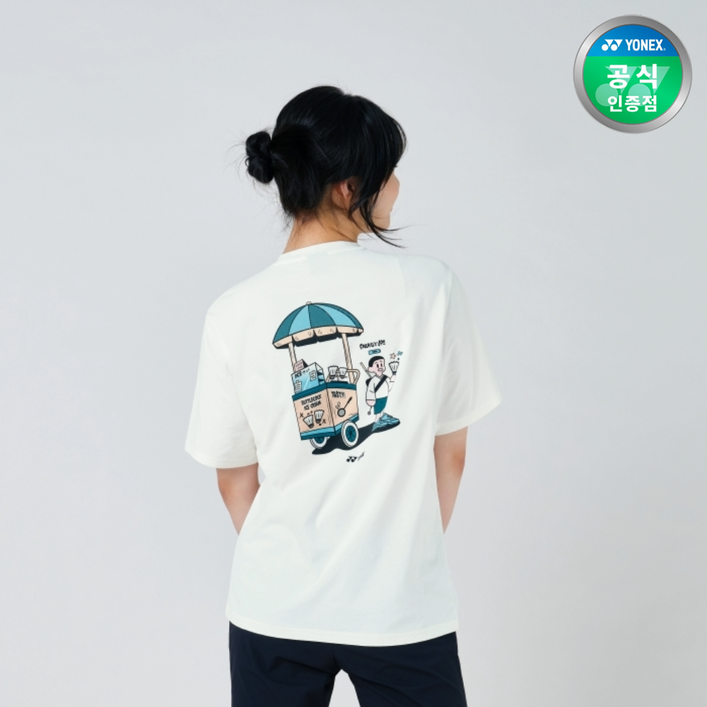 요넥스 251TS048U 배드민턴 오버핏 반팔 티셔츠 남녀공용 데일리웨어 아이보리 - 상세 이미지 3