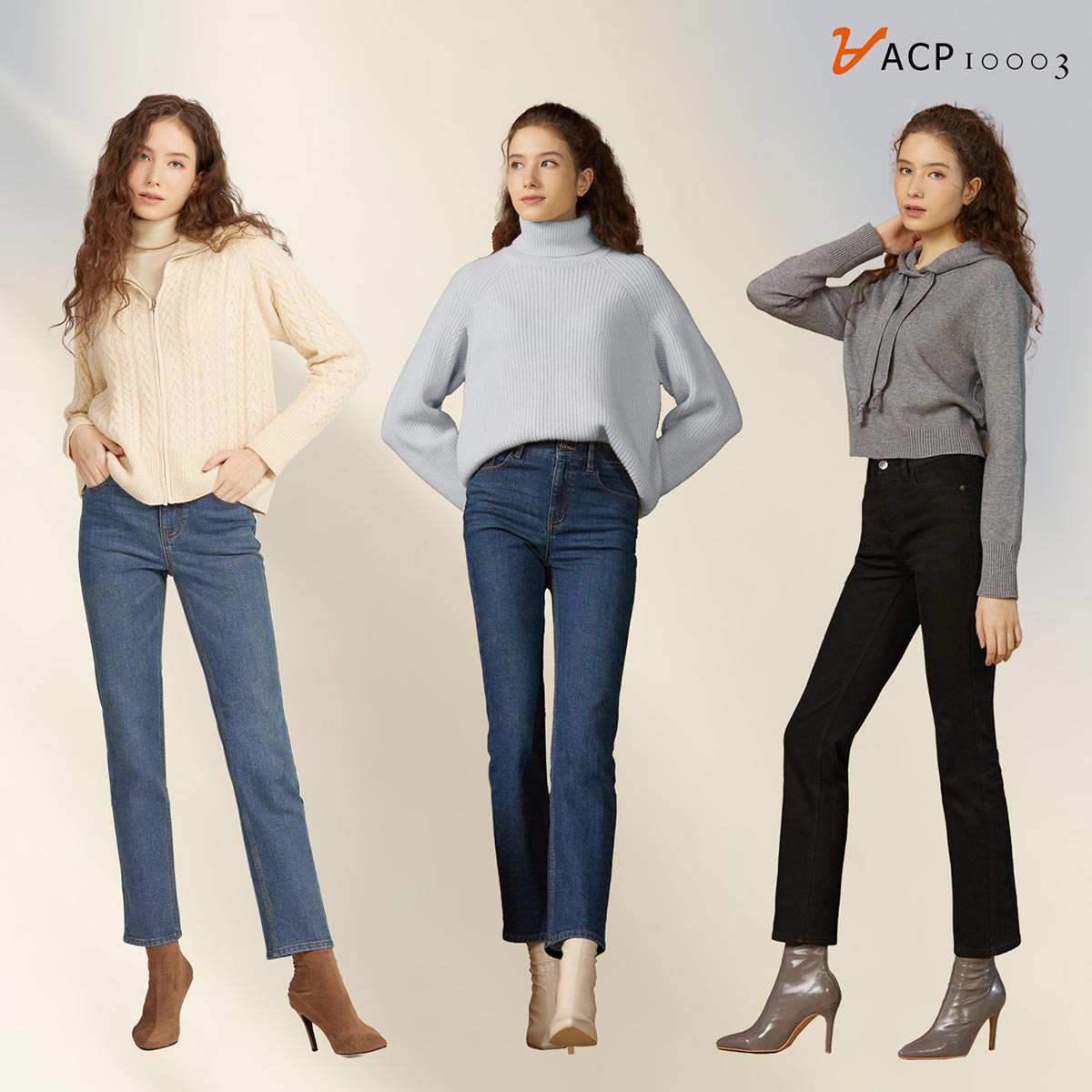 ACP 여성 웜에어 기모 데님 3종 - 상품 이미지