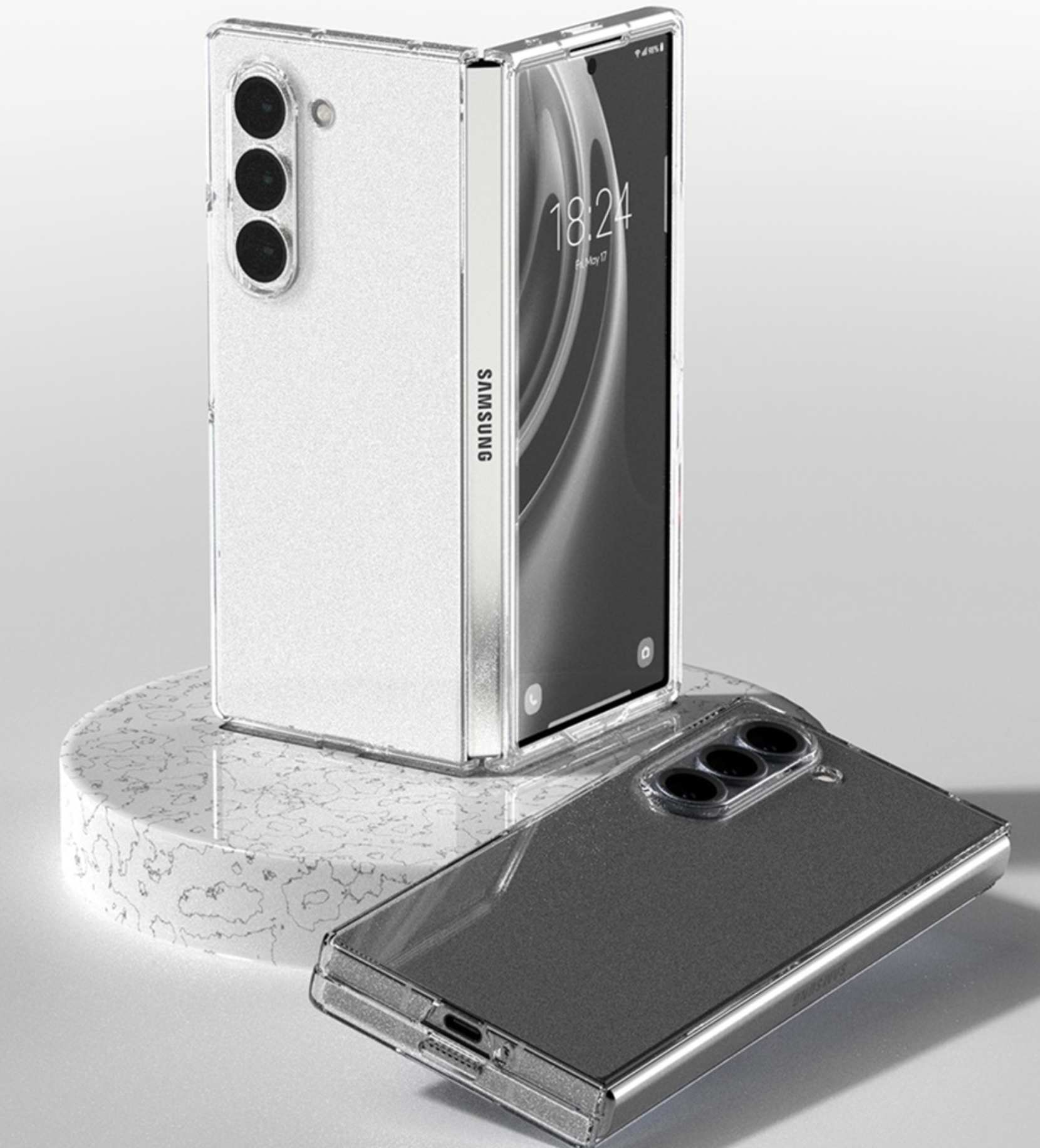 방탄 범퍼 슬림 크리스탈 케이스 투명, 갤럭시Z 폴드6 - 상세 이미지 4