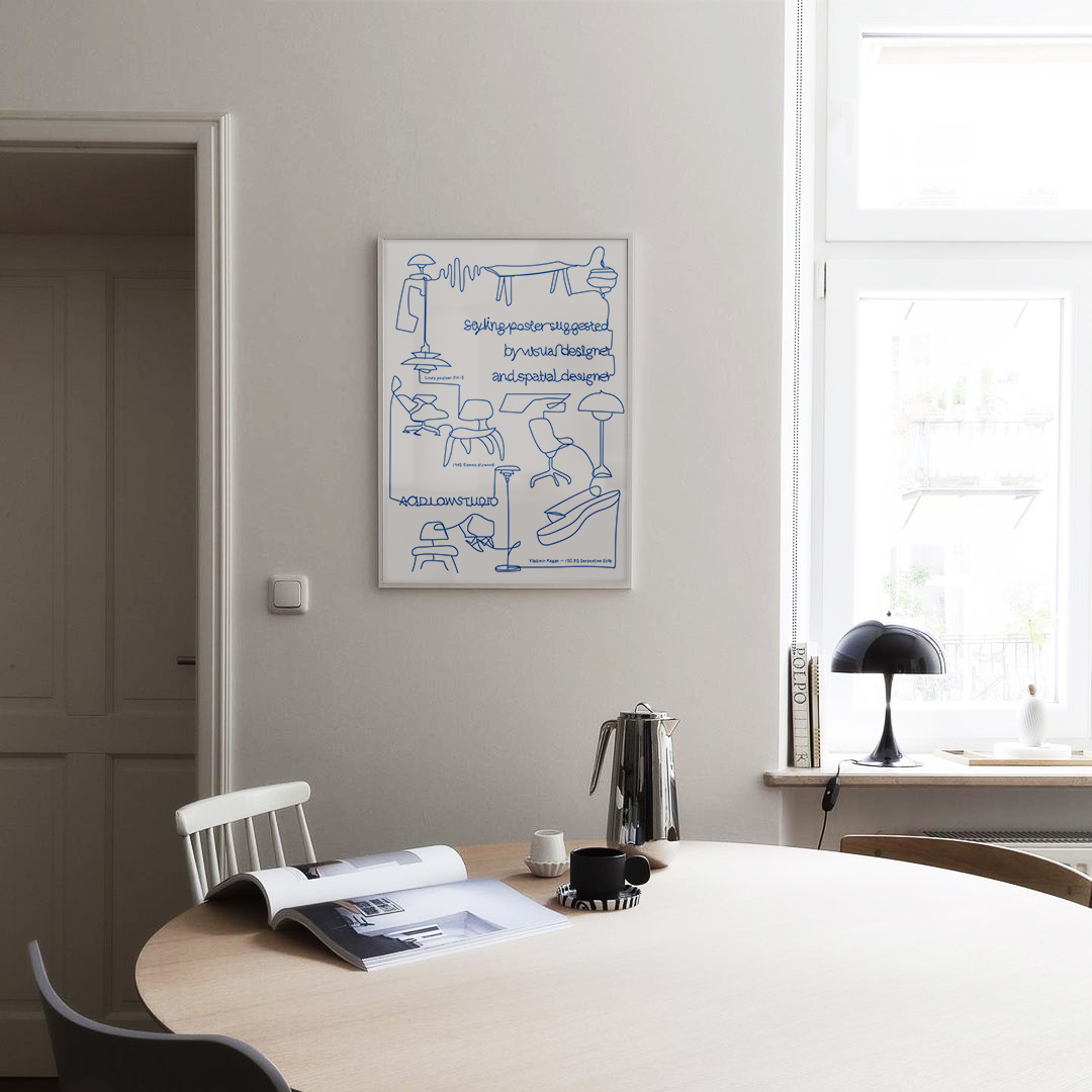 애시드로우 미드센추리모던 인테리어포스터 Furniture.Blue - 상세 이미지 2