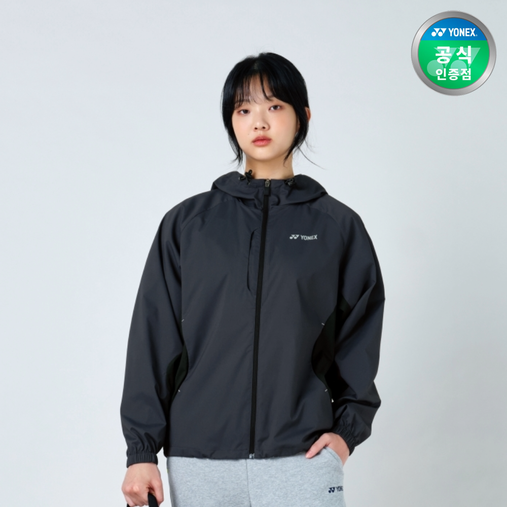 요넥스 251JJ005U 배드민턴 오버핏 오픈 집업 후드 자켓 바람막이 남녀공용 다크차콜 - 상세 이미지 3