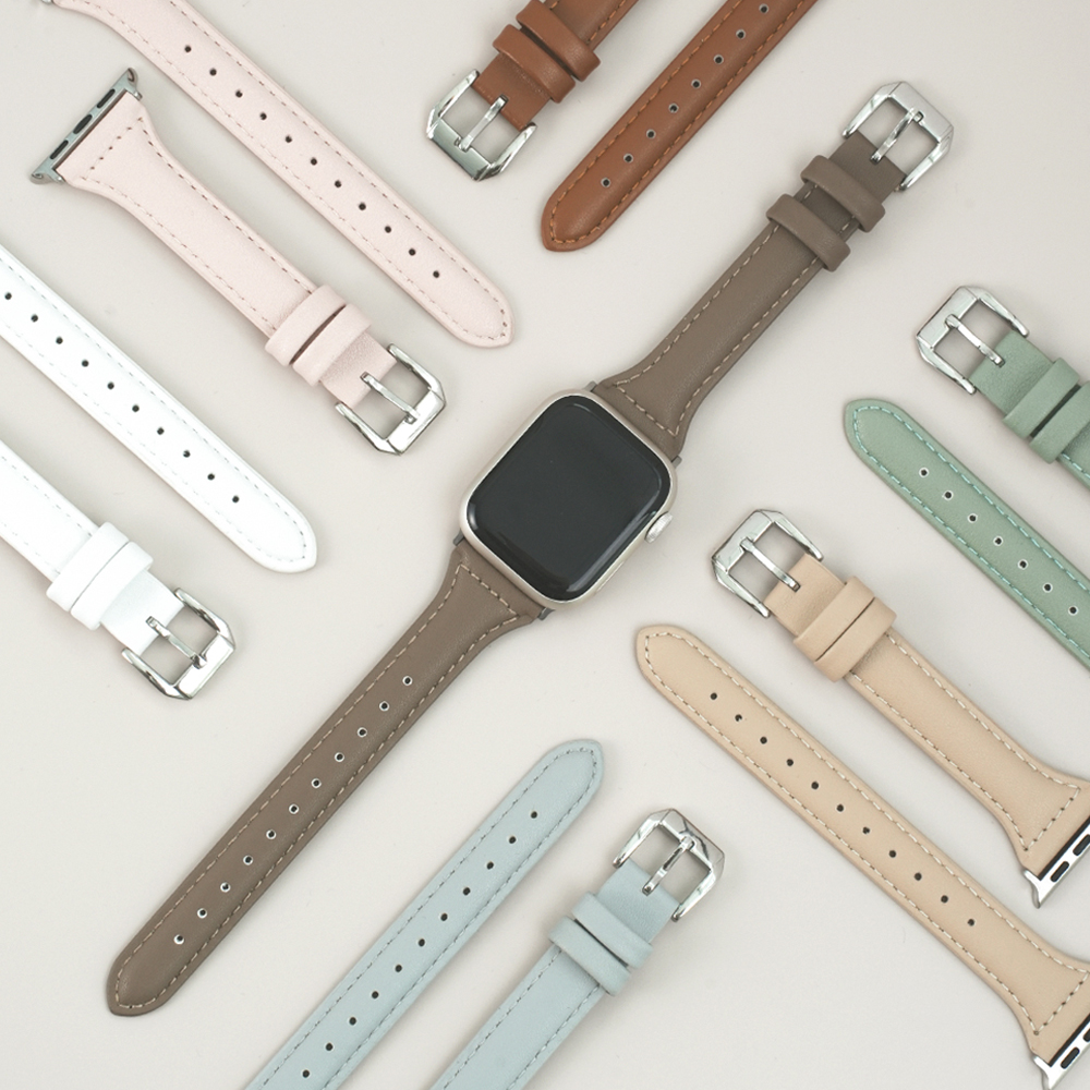 TXLX 애플워치 슬림 볼륨 가죽 스트랩 밴드 10 9 8 7 SE 2 호환
