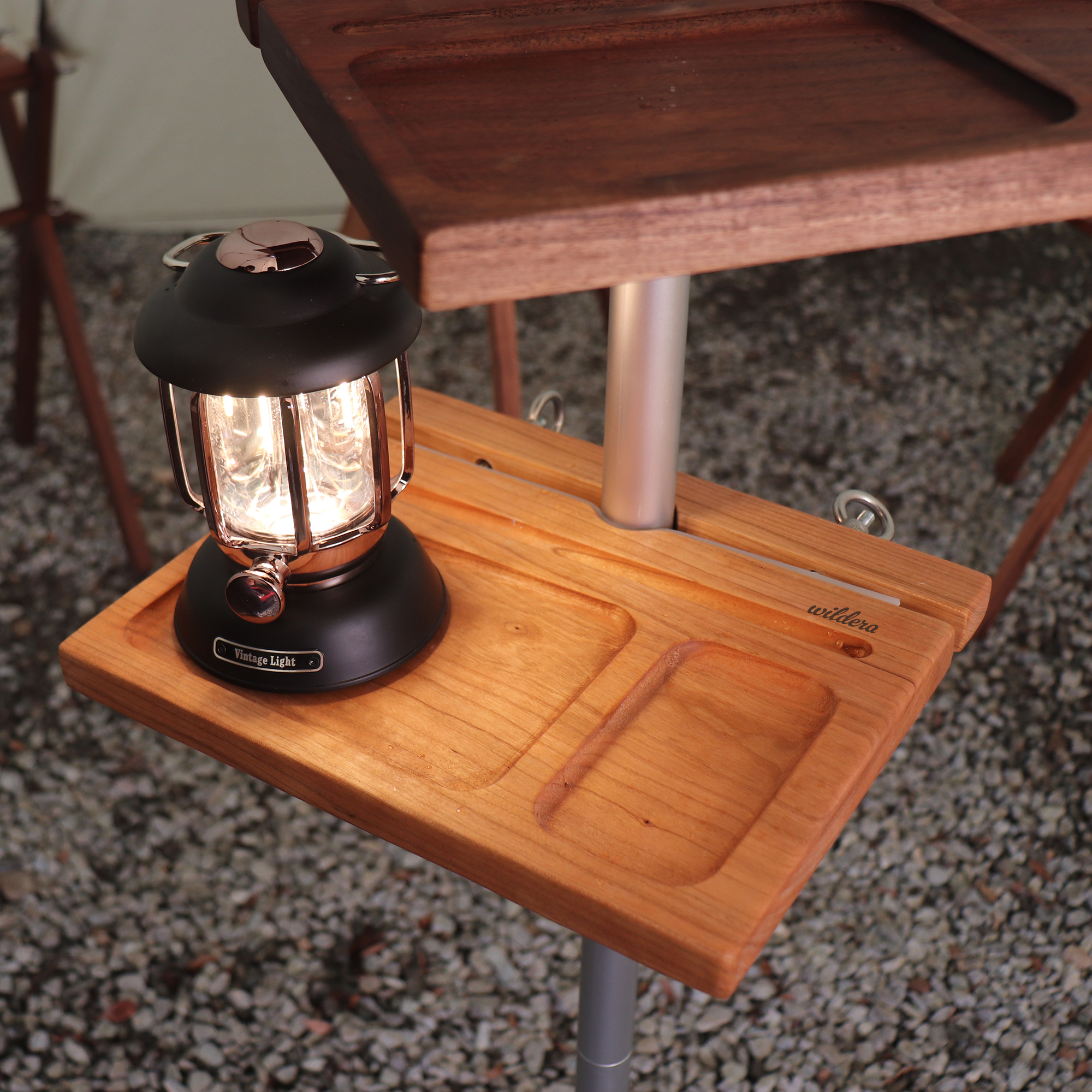 윌데라 폴대 선반 거치대 원목 감성 트레이 받침대 체리 우드